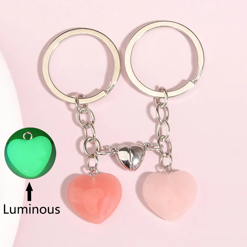 llavero cristal cuarzo piedra corazón llavero botón magnético