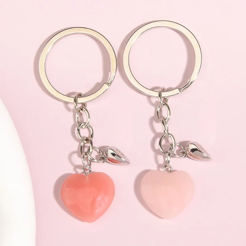 llavero cristal cuarzo piedra corazón llavero botón magnético