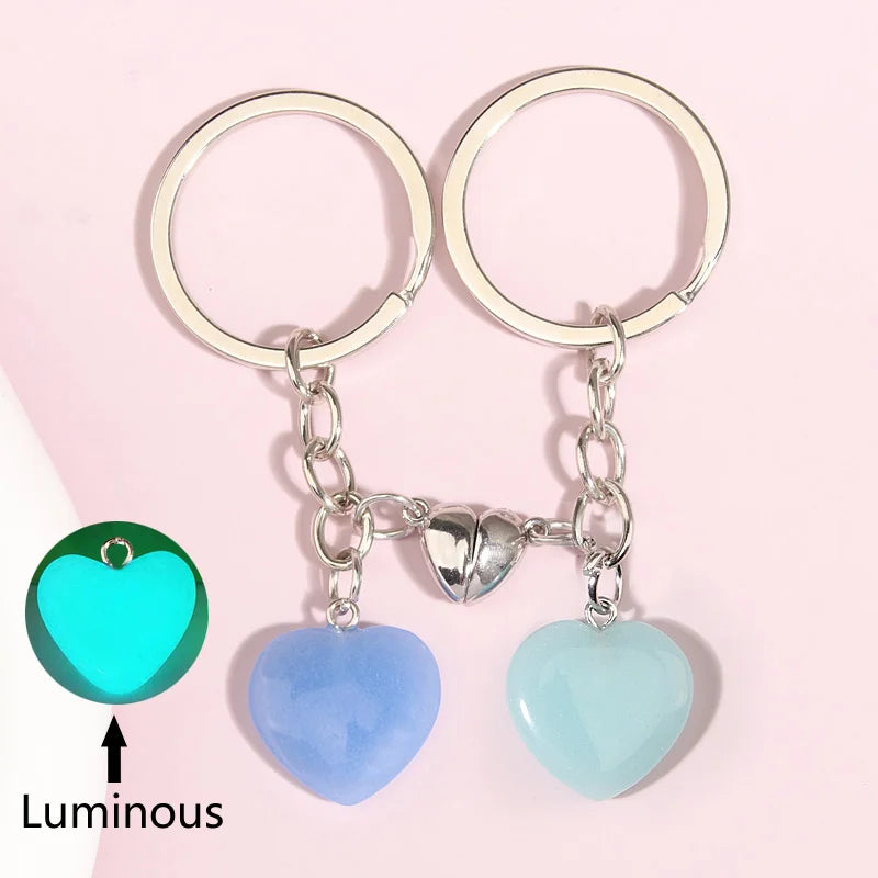 llavero cristal cuarzo piedra corazón llavero botón magnético