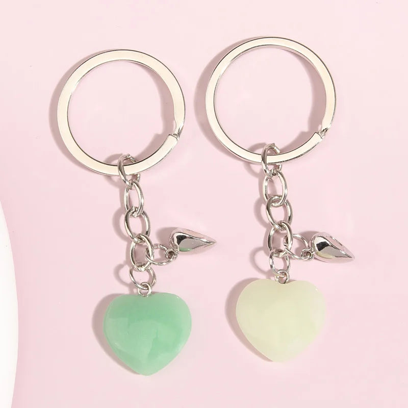 llavero cristal cuarzo piedra corazón llavero botón magnético